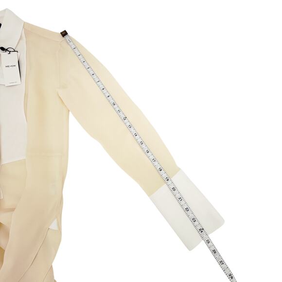 ME+EM Silk Longline Tux Shirt in Cream & Soft White UK6|US2|XS - Picture 10 of 10